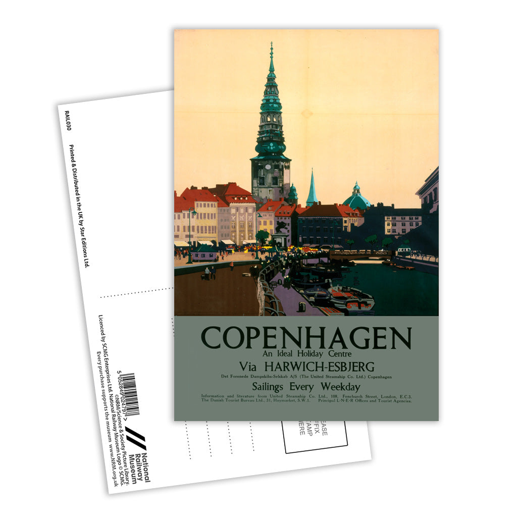 Copenhagen via Harwich-Esbjerg Postcard Pack of 8