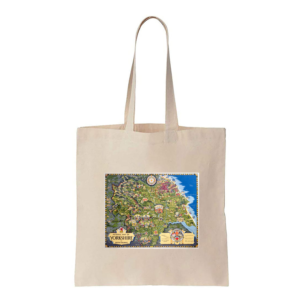Pictorial Map of Yorkshire - Canvas Tote Bag