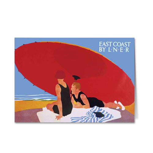 East Coast by LNER - Red Umbrella Greeting Card