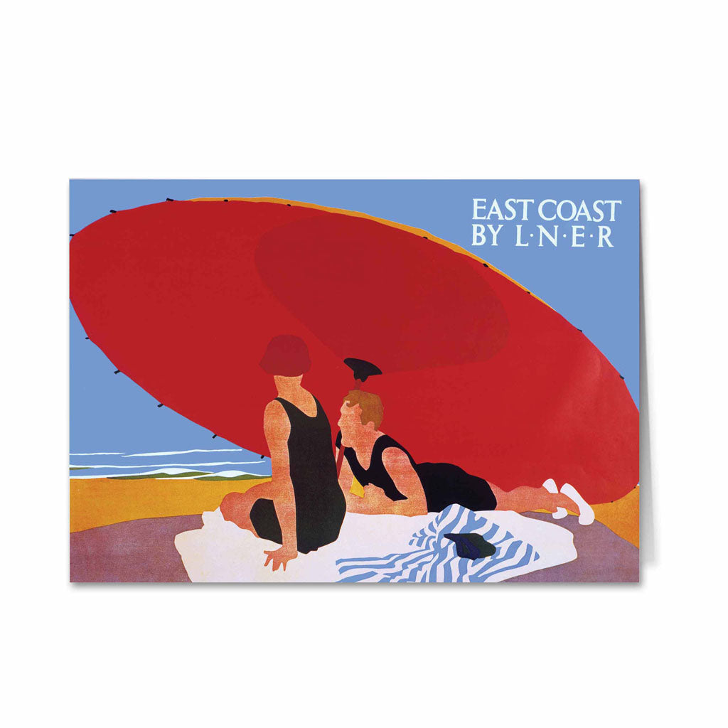 East Coast by LNER - Red Umbrella Greeting Card