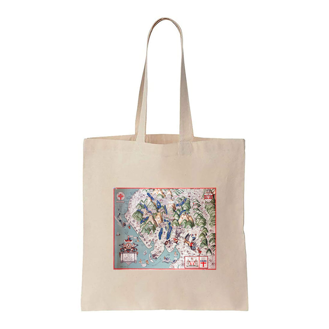 Pictorial Map of Lancashire - Canvas Tote Bag
