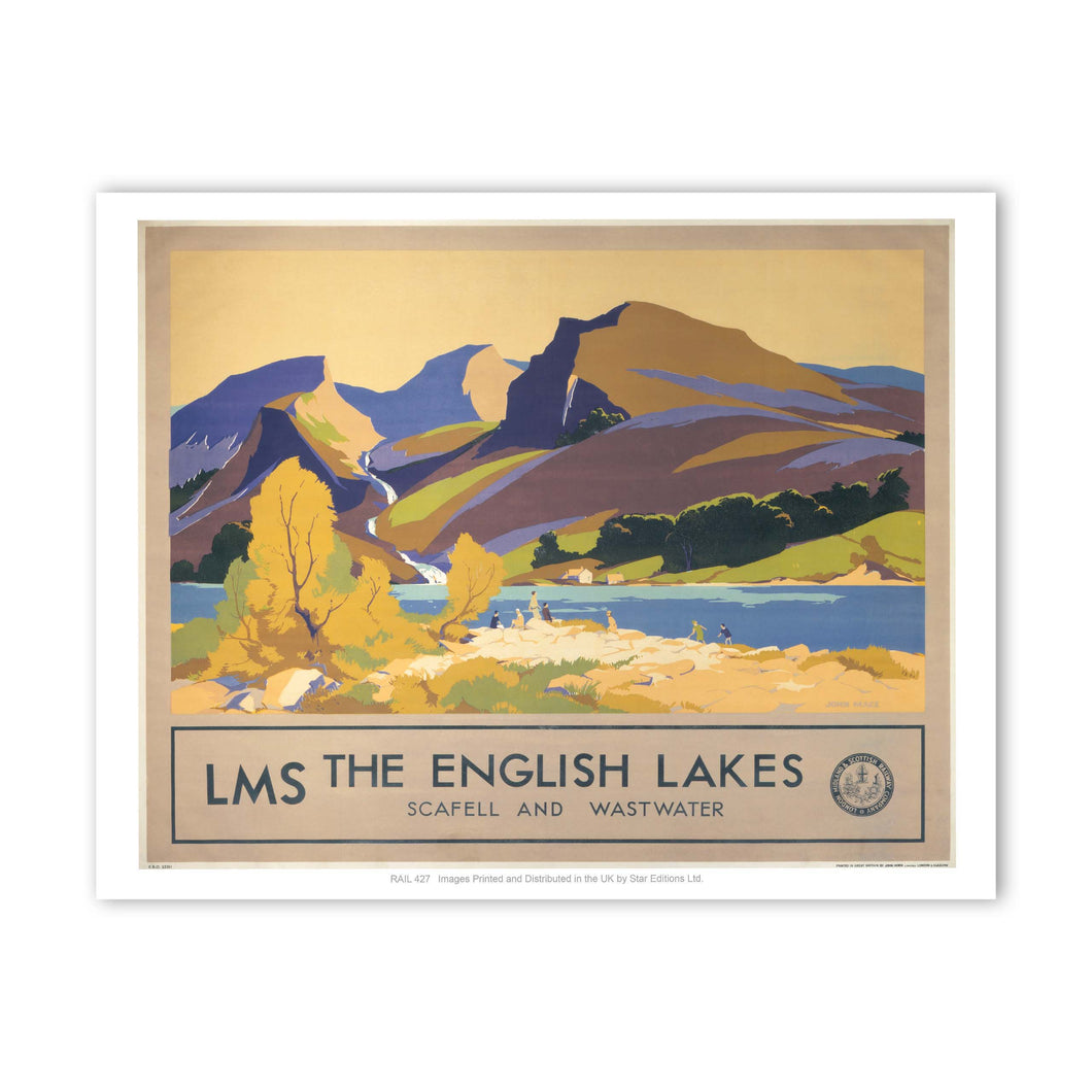 The English Lakes, Scafell and Wastwater Art Print