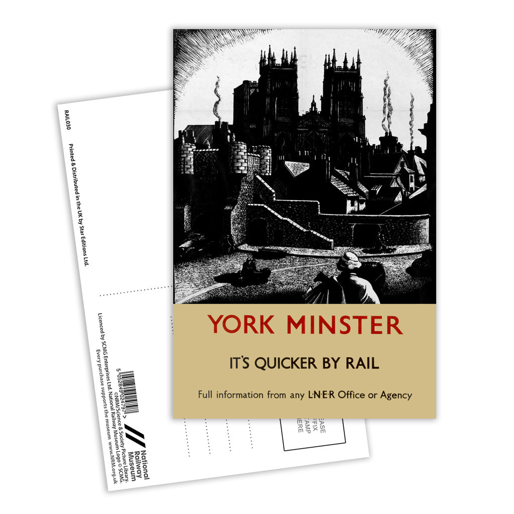 York Minster - Black and White Postcard Pack of 8