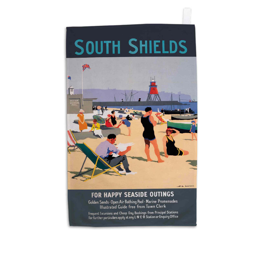 South Shields for Happy Seaside Outings - Tea Towel