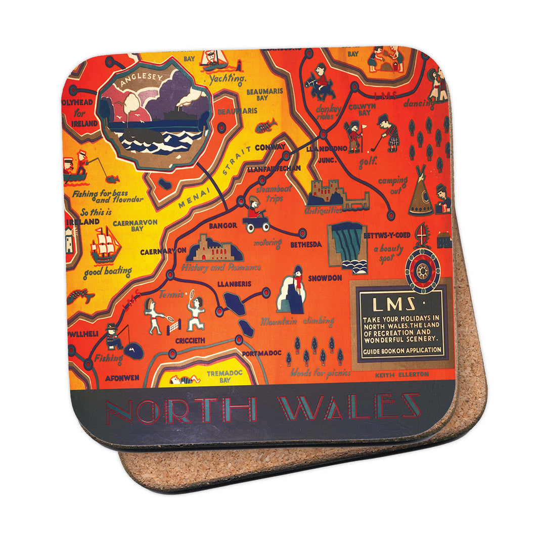 North Wales, Pictorial Map Coaster