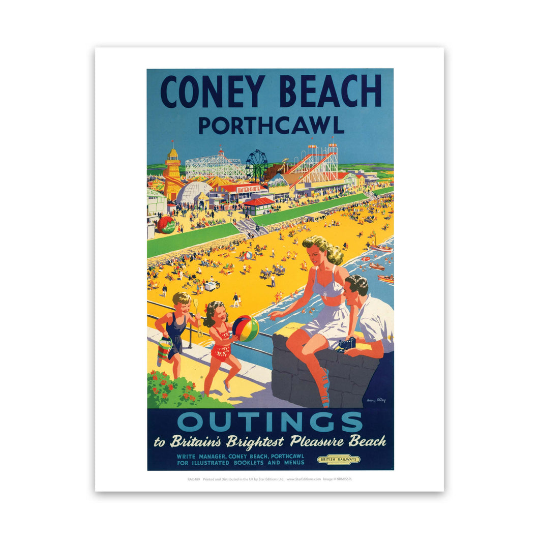 Coney Beach Porthcawl - Outings to Britain's Brightest Pleasure Beach Art Print