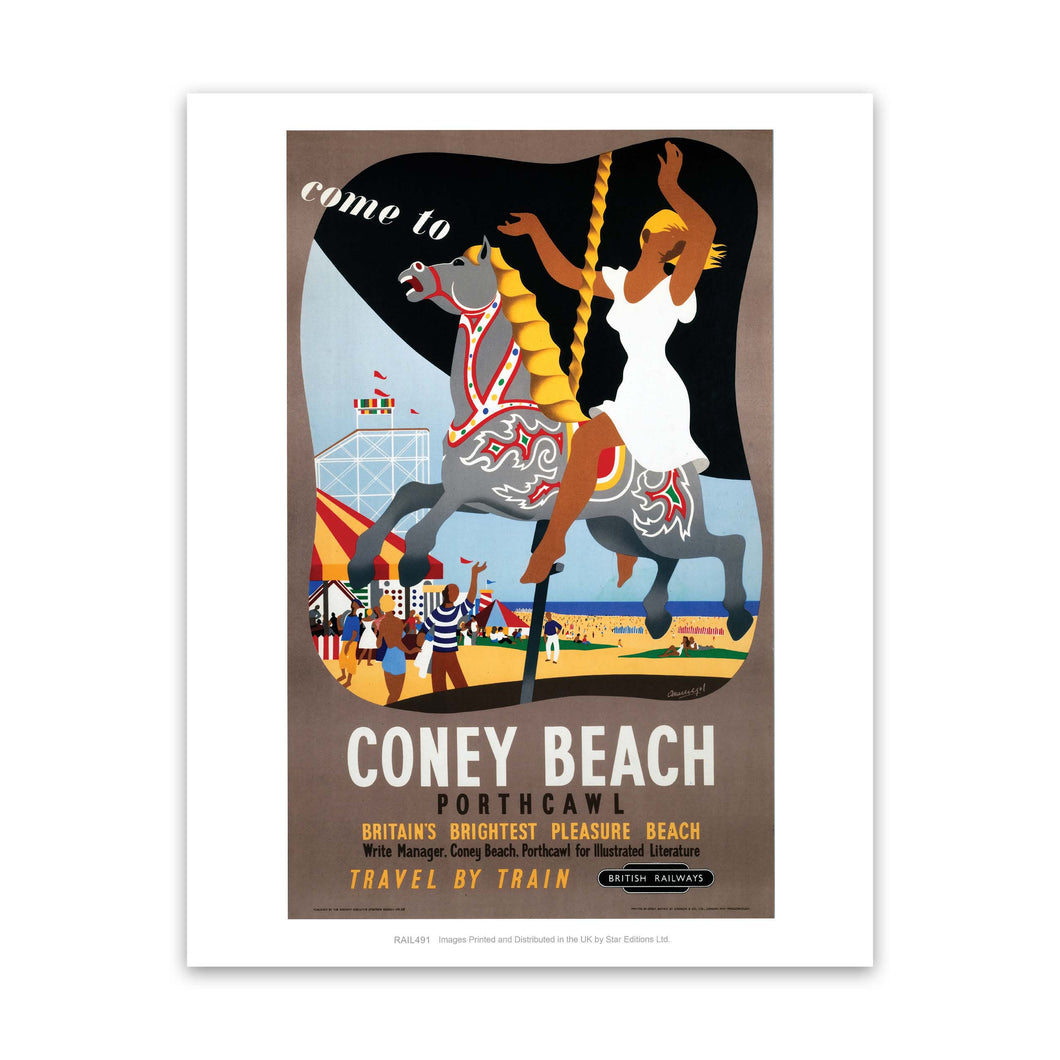 Coney Beach Porthcawl - Britain's Brightest Pleasure Beach - Carousel Art Print