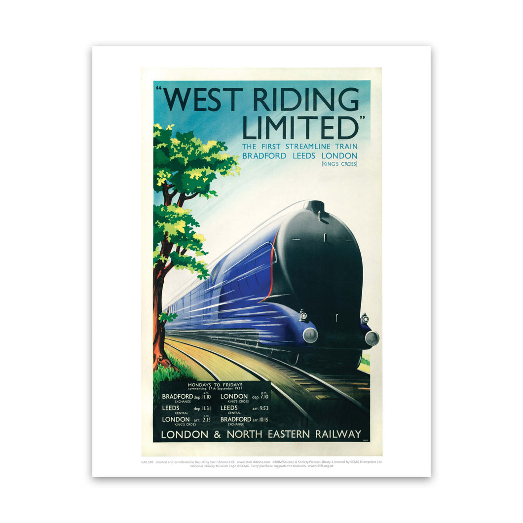 West Riding Limited - Steamline Train - Bradford, Leeds, London Art Print