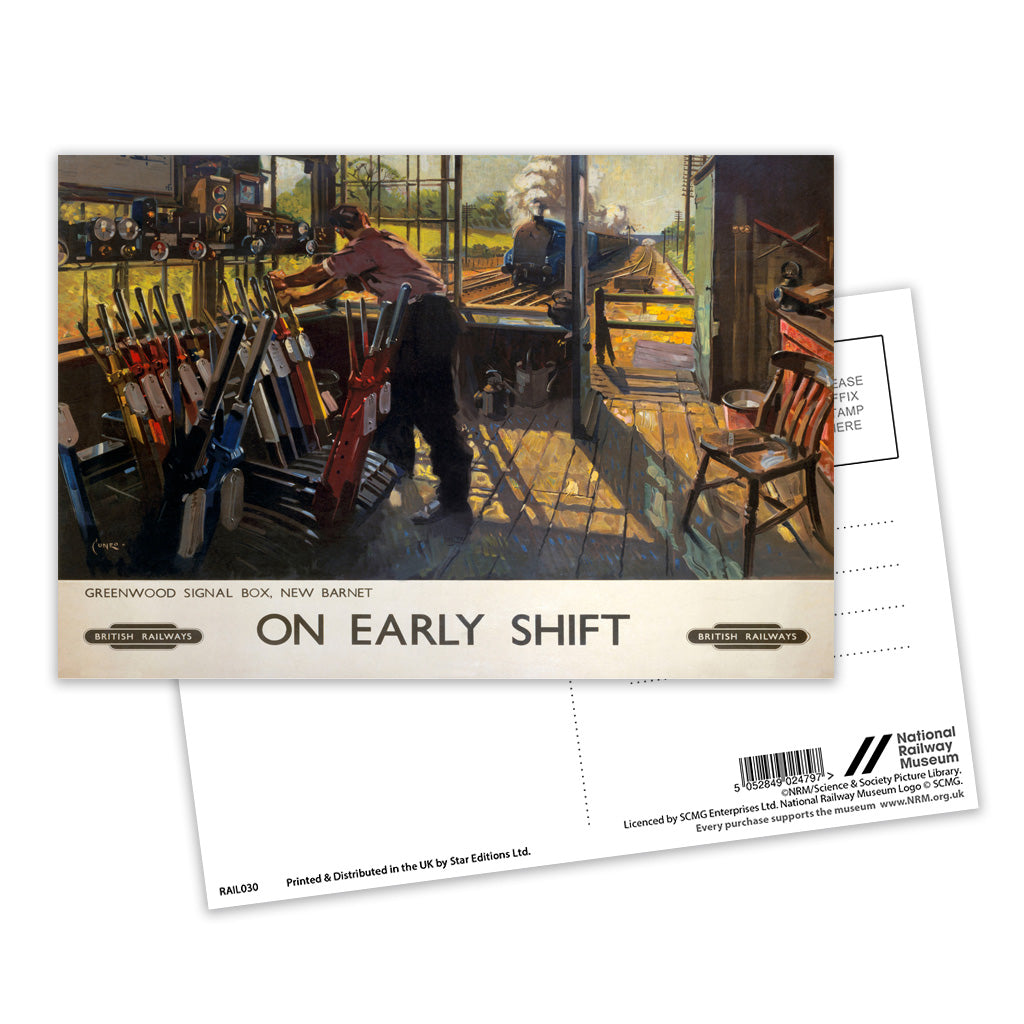 On Early Shift - Greenwood Signal Box, New Barnet Postcard Pack of 8