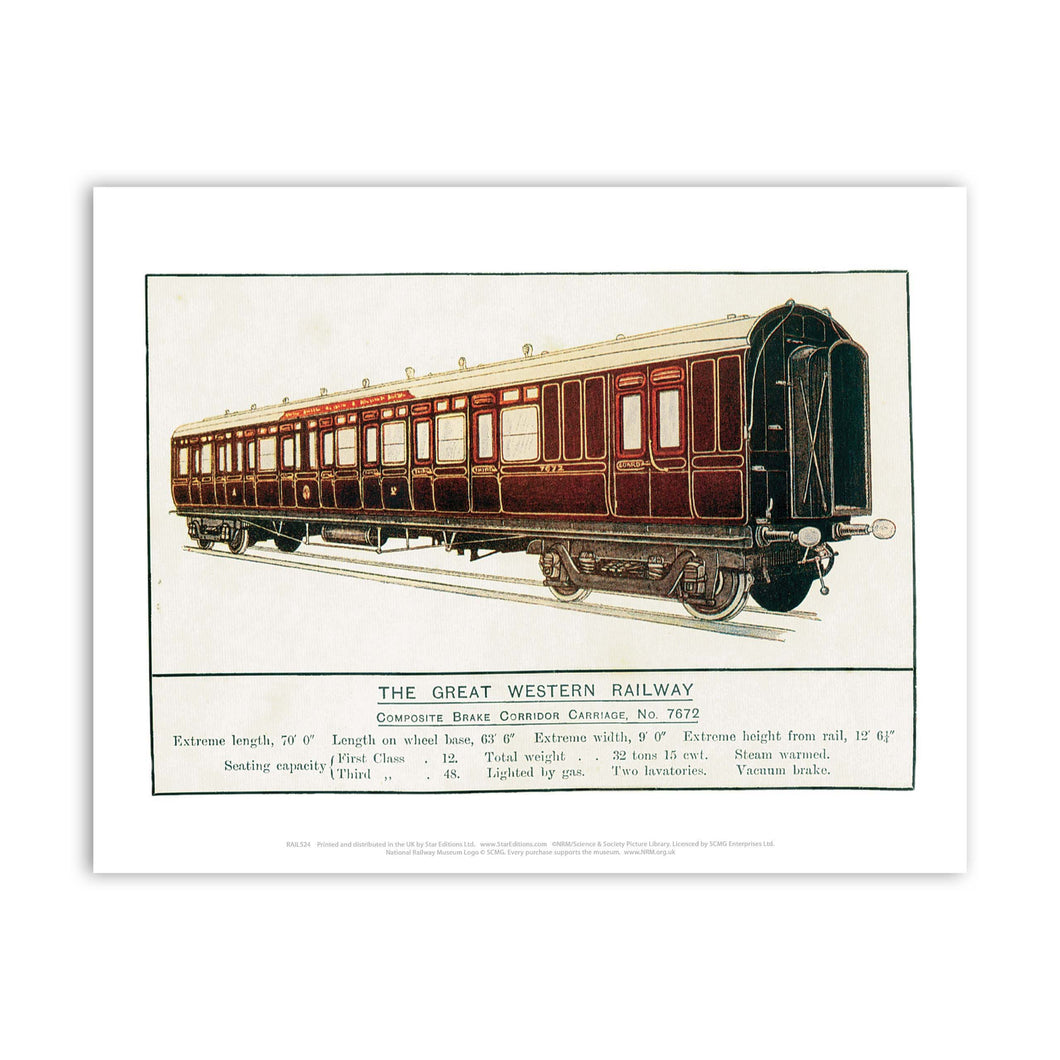 Composite Brake Corridor Carriage No. 7672 - Great Western Railway Art Print