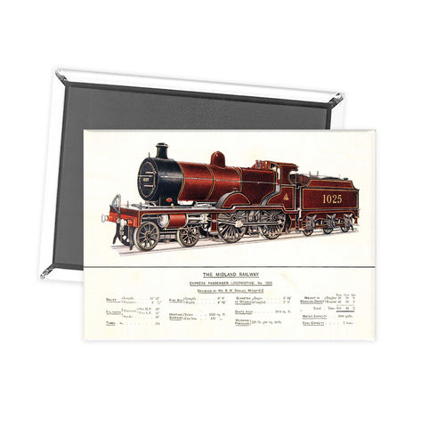 Express Passenger Locomotive, No.1025 - Midland Railway Fridge Magnet