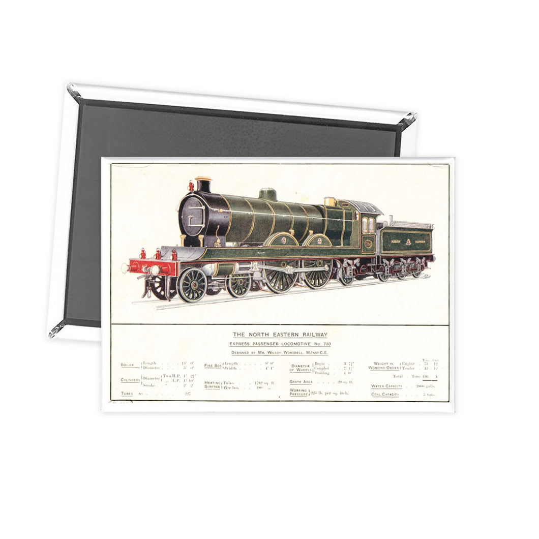 Express Passenger Locomotive, No.730 - North Eastern Railway Fridge Magnet