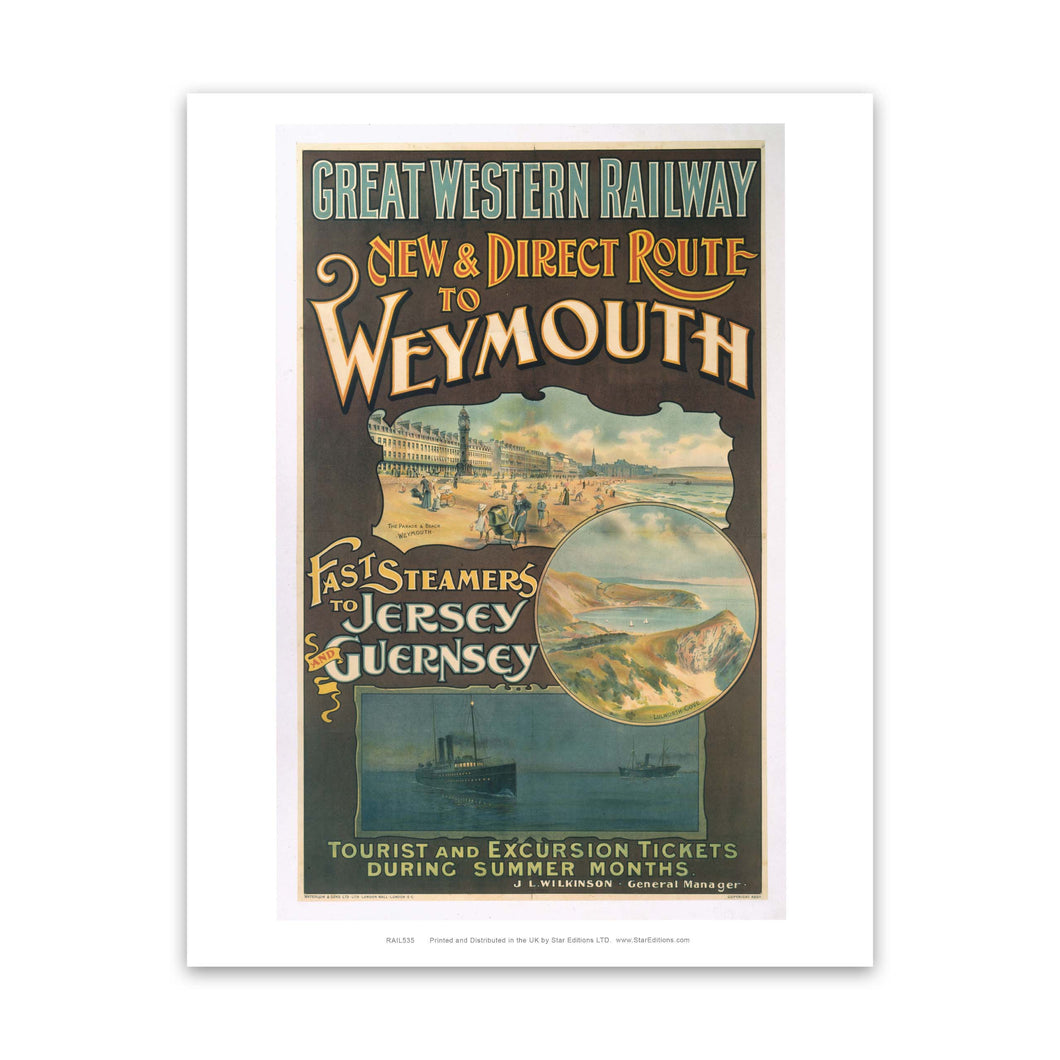 Direct route to Weymouth - Great Western Railway Poster Art Print