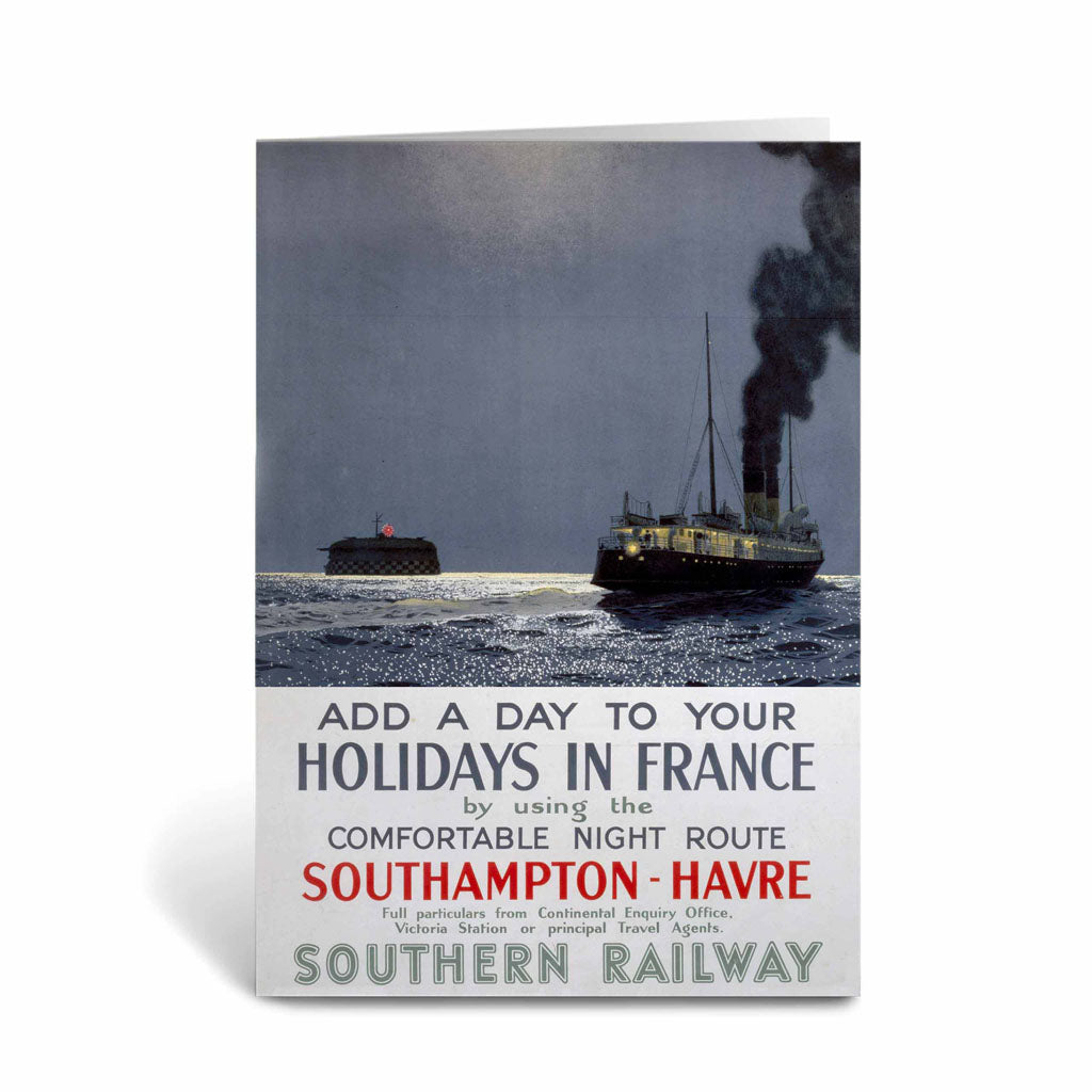Holiday in France - Southampton to Havre Southern Railway Greeting Card