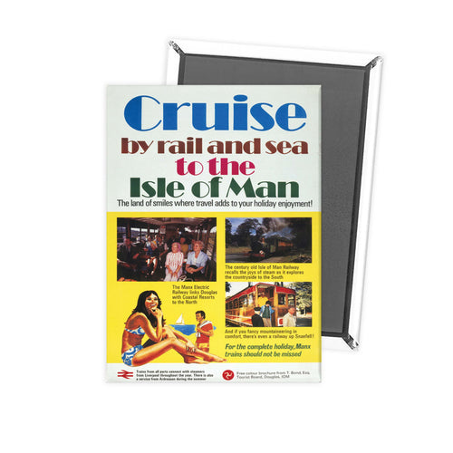Isle of man Rail and sea cruise poster - Manx Trains Fridge Magnet