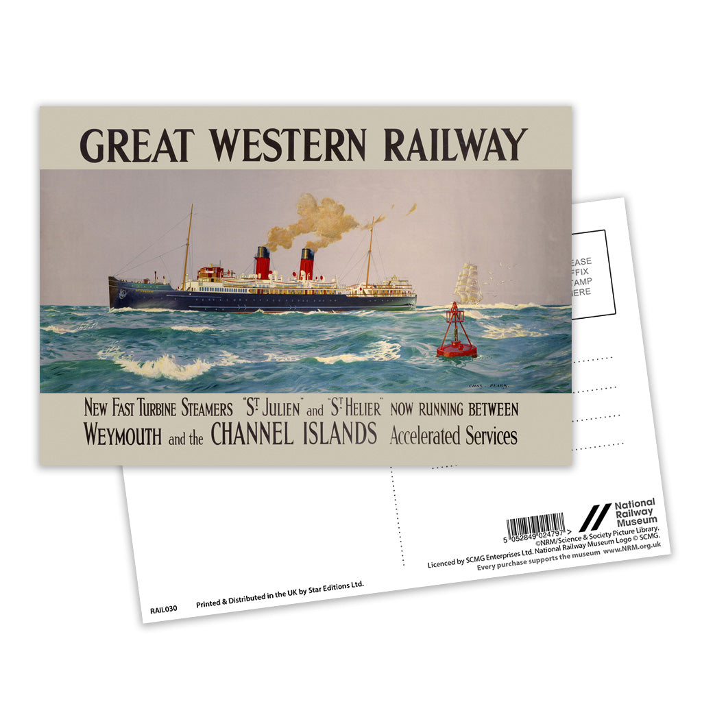 St Julien and St Helier running between Weymouth to Channel Islands Postcard Pack of 8