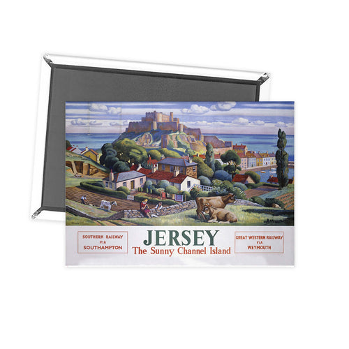 Jersey The sunny channel island via wetmouth- Great wester railway poster Fridge Magnet