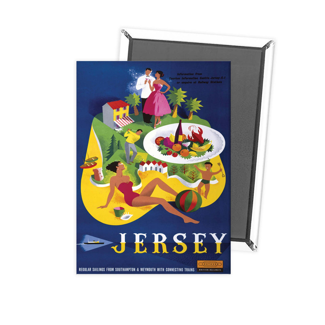 Jersey Touist information - Southern Rail poster Fridge Magnet