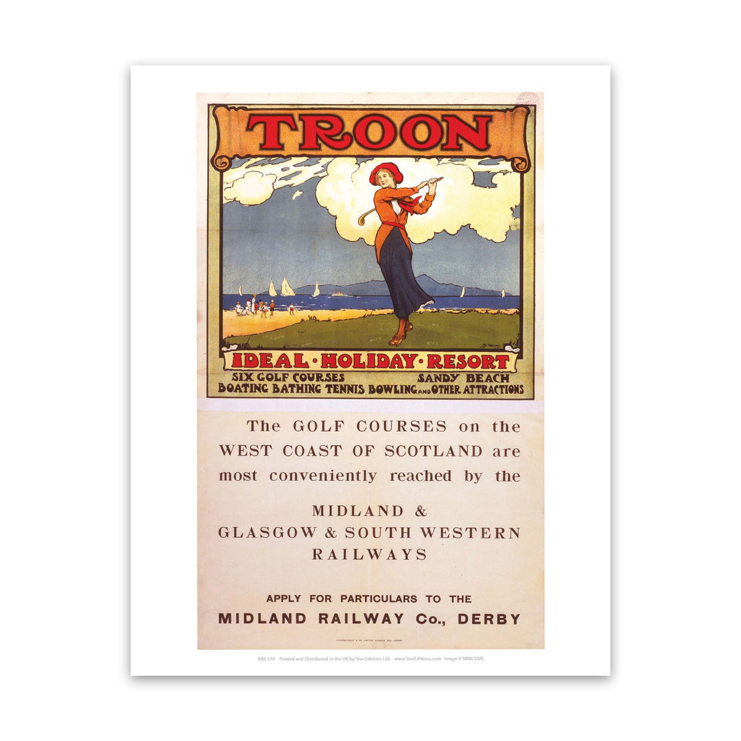 Troon Ideal Holiday Resort - Midland, Glasgow and South Western Railway Art Print