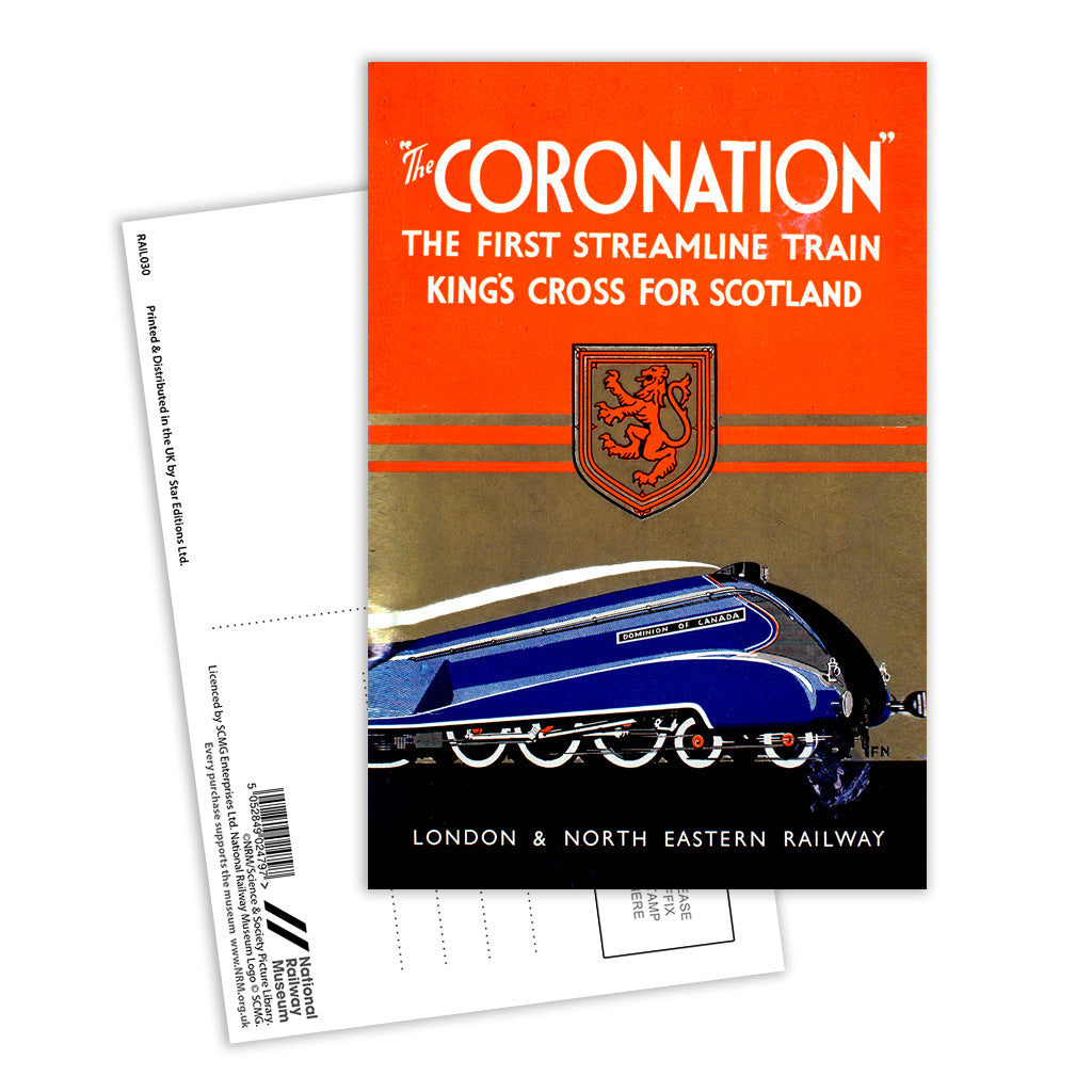 The Coronation Streamline Train - Kings cross for scotland Postcard Pack of 8
