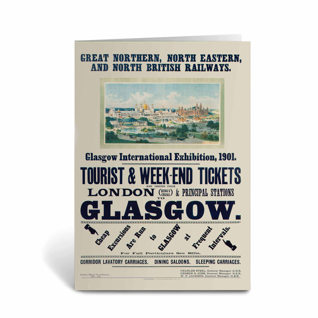 Glasgow international exhibition - 1901 London to glasgow British Railways Greeting Card