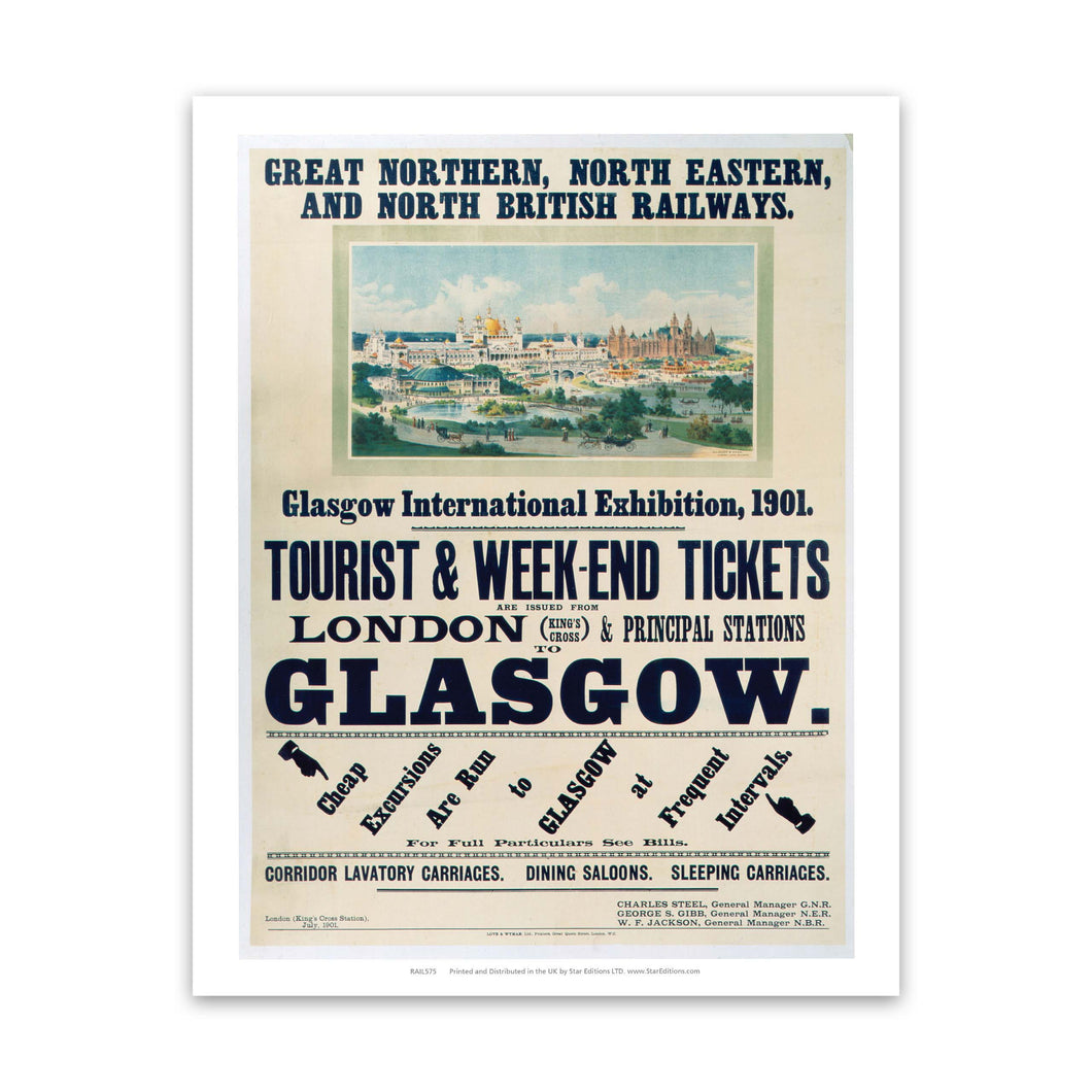 Glasgow international exhibition - 1901 London to glasgow British Railways Art Print