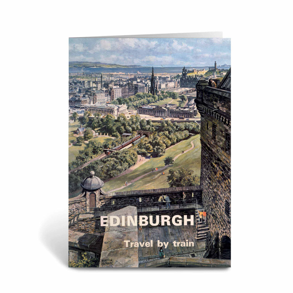 Edinburgh travel by train - Castle poster Greeting Card