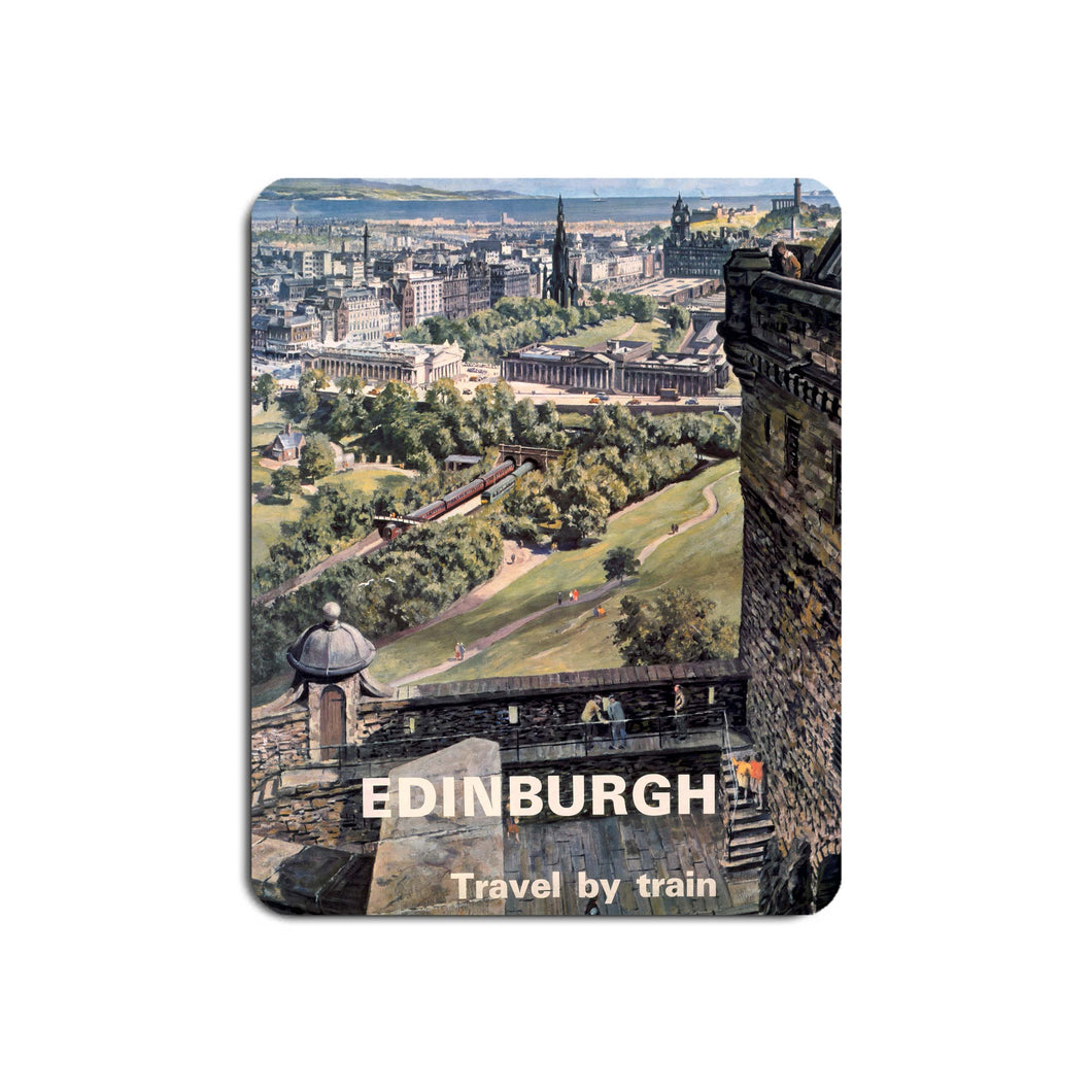 Edinburgh travel by train - Castle poster - Mouse Mat
