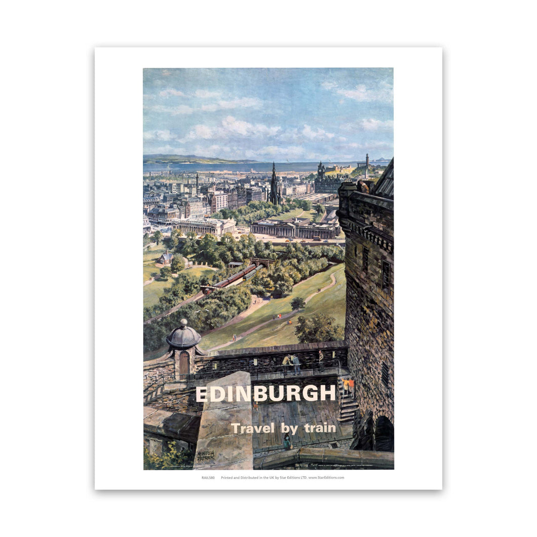 Edinburgh travel by train - Castle poster Art Print