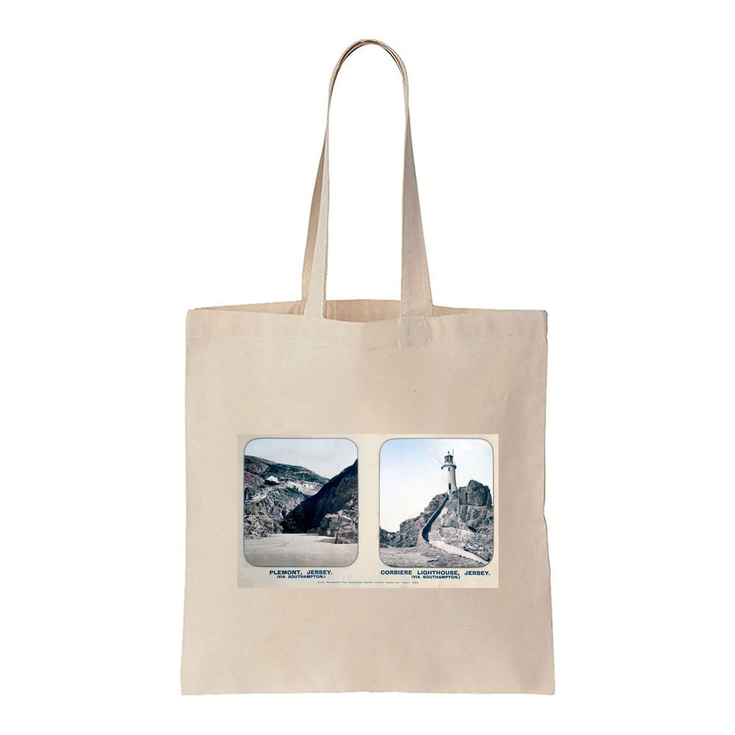 Plemont and Corbiere Lighthouse, Jersey - Canvas Tote Bag