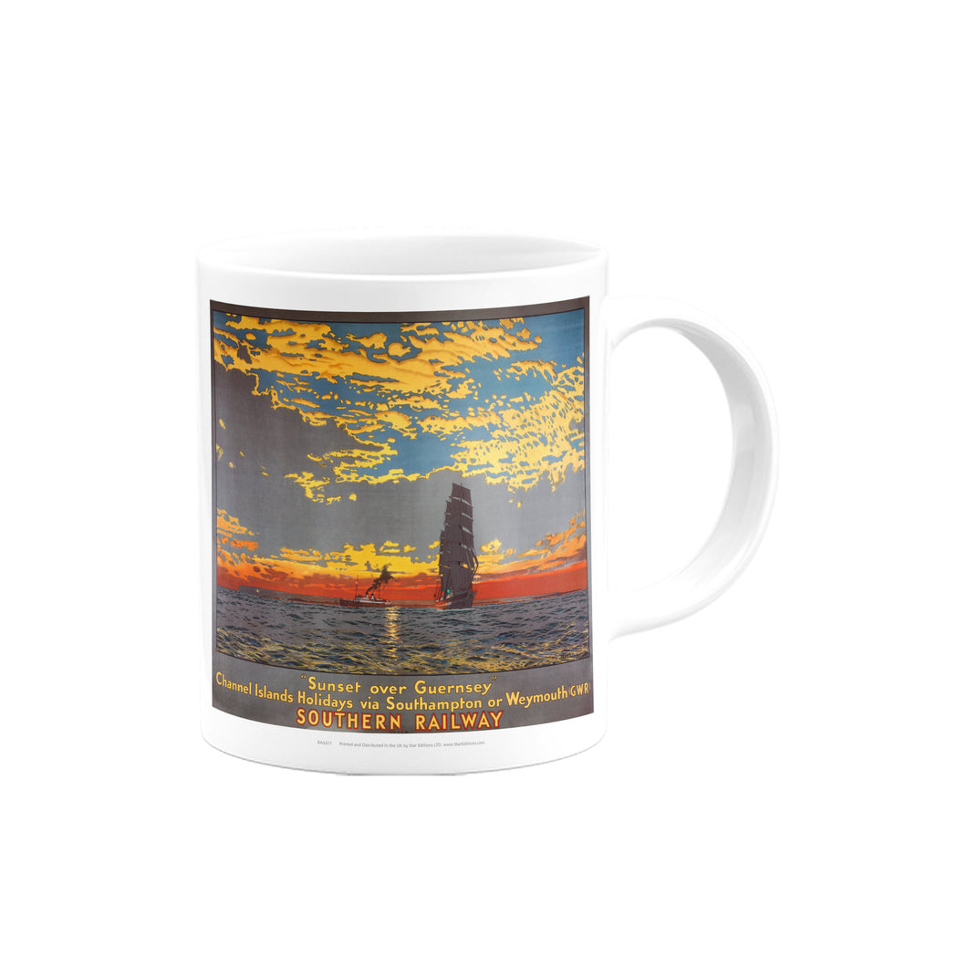Sunset over Guernsey - Southern Railway Mug