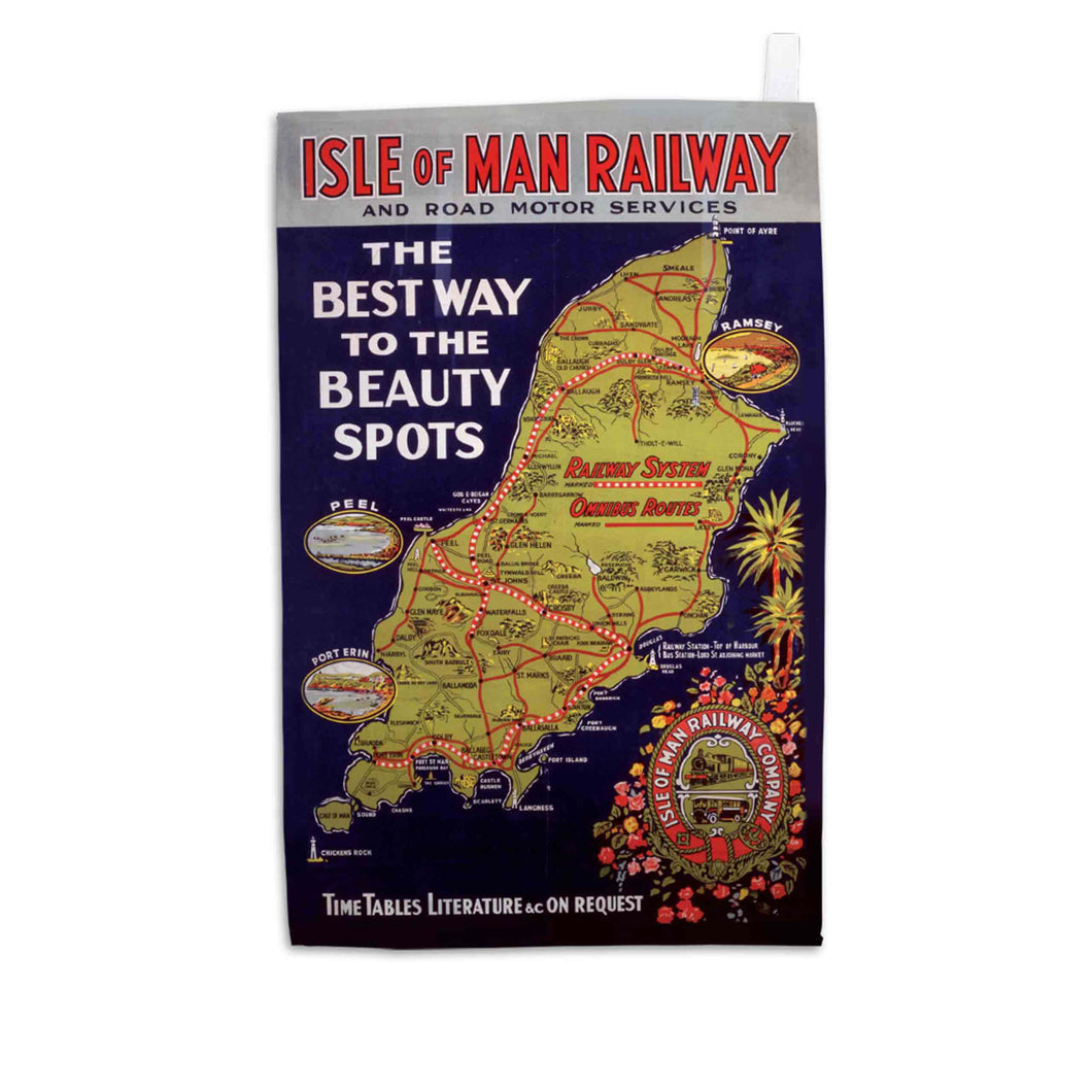 The Best Way to the Beauty Spots - Isle of Man Railway - Tea Towel