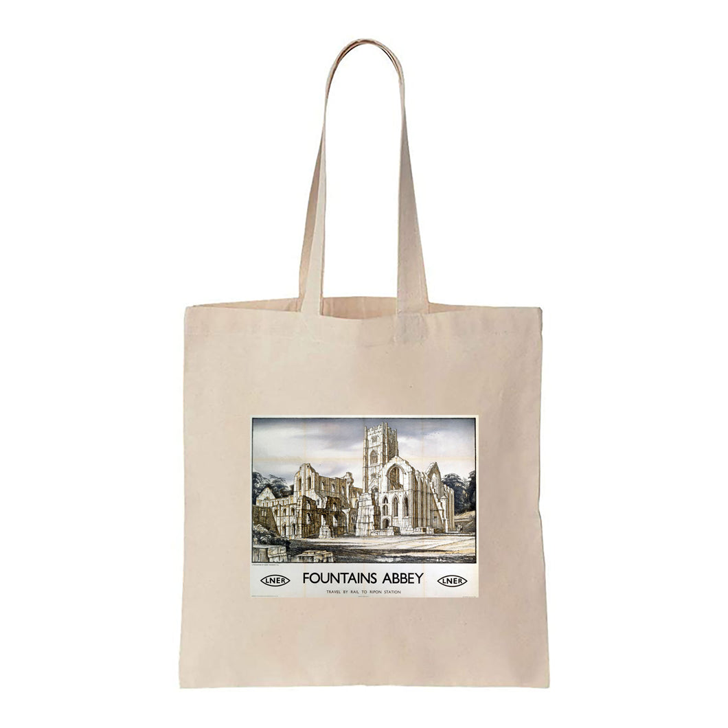 Fountains Abbey - Travel By Rail - Canvas Tote Bag
