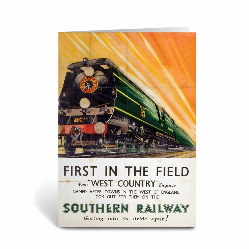 First in the field west country engines - Southern Railway Greeting Card