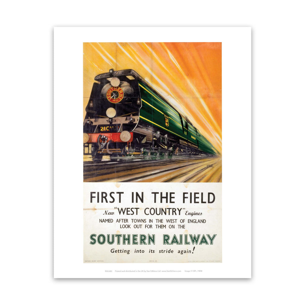 First in the field west country engines - Southern Railway Art Print