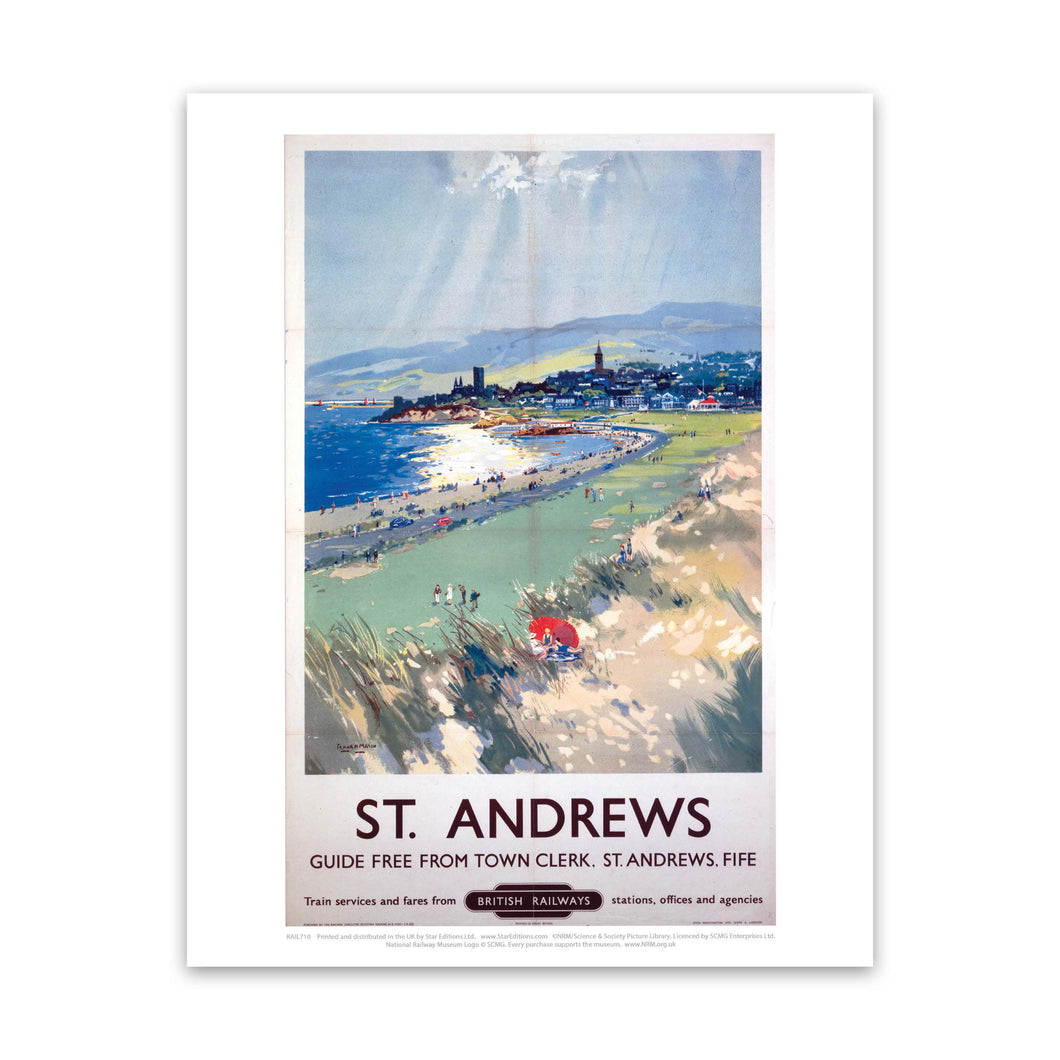 St Andrews coast - British railway painting Art Print