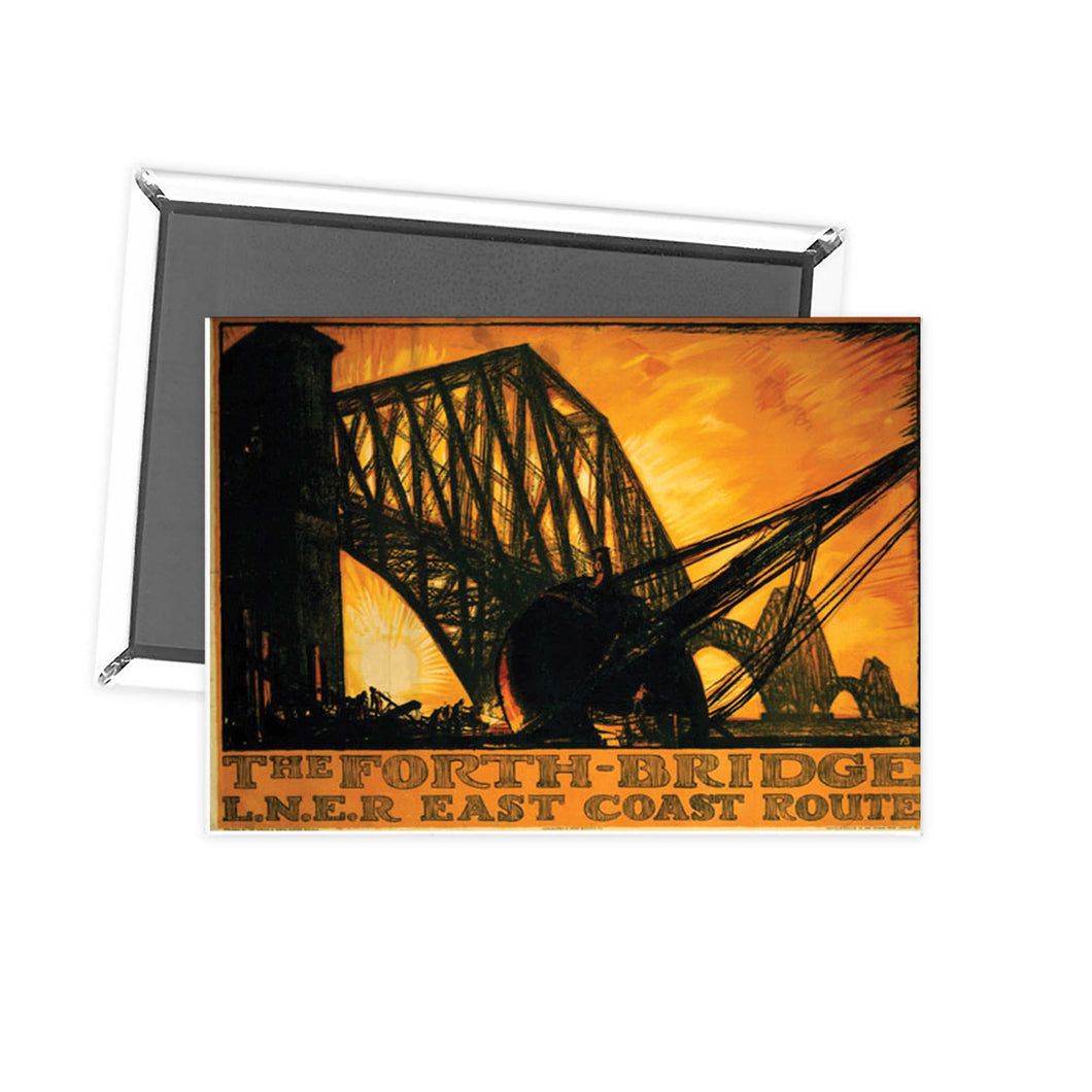 The Forth Bridge - Sunset drawing by LNER East coast Fridge Magnet