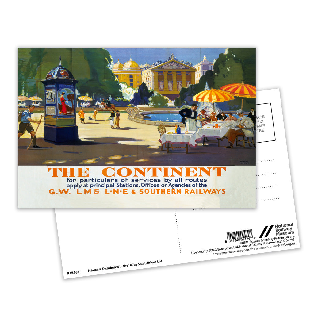 The Continent Fountain - GW LMS and Southern Postcard Pack of 8