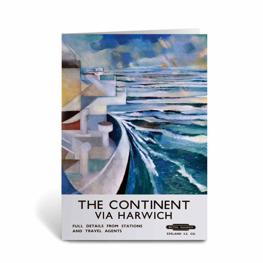 Continent Via Harwich - Boat and Sea Greeting Card