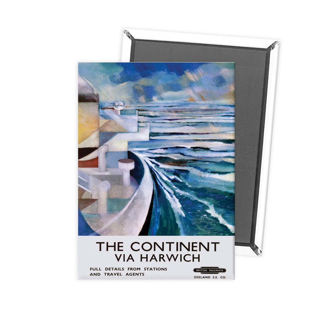 Continent Via Harwich - Boat at sea painting Fridge Magnet