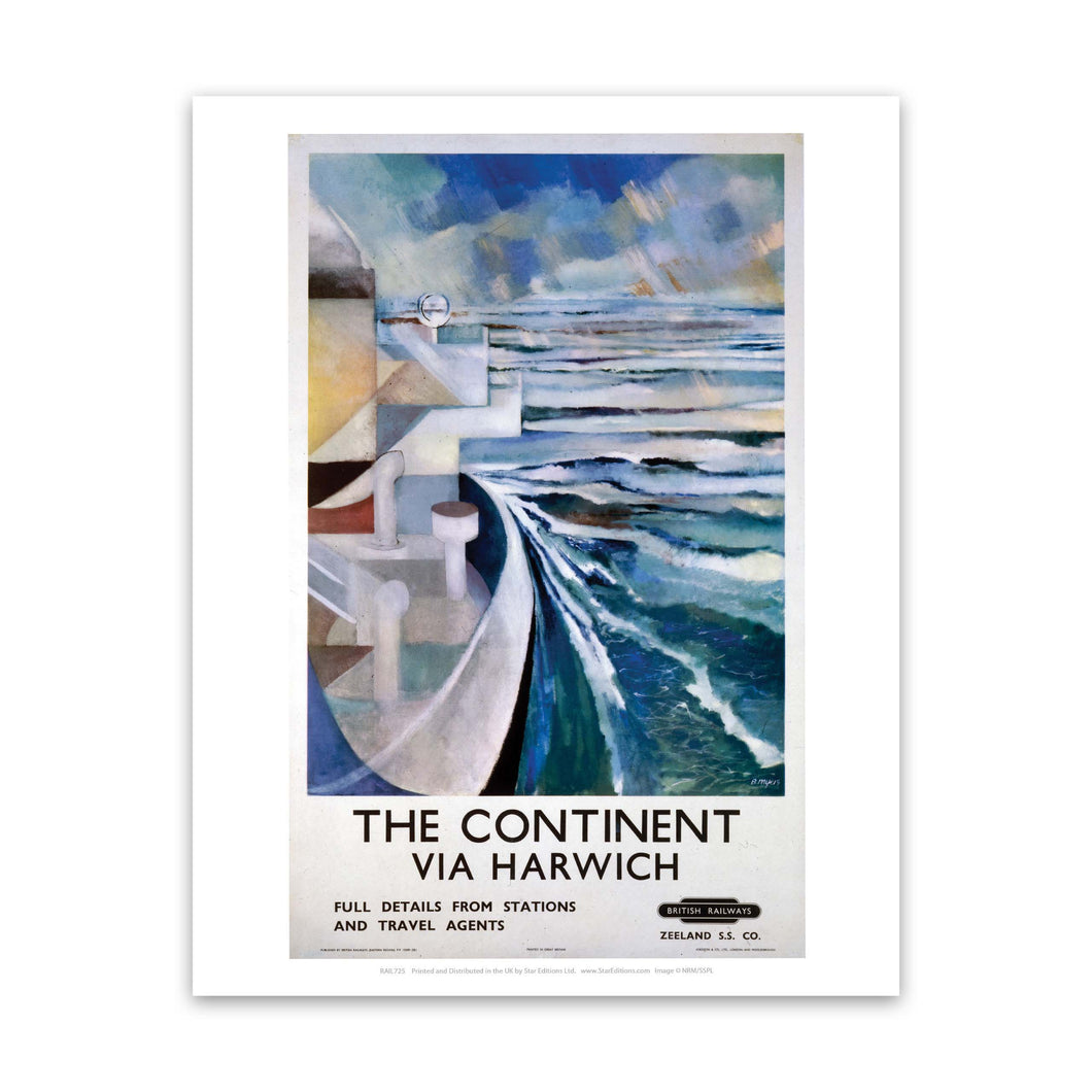 Continent Via Harwich - Boat and Sea Art Print