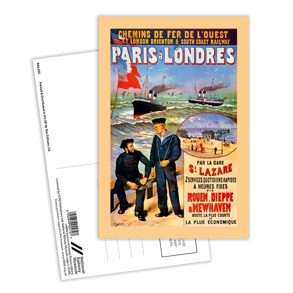 Paris a Londres - Sailors par la gare Postcard Pack of 8