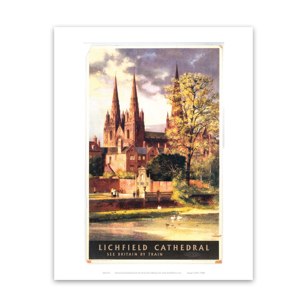 Lichfield Cathedral - See Britain by Train Art Print
