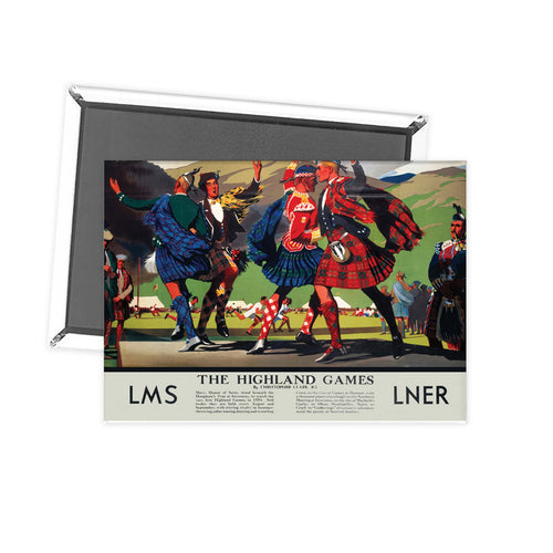 The Highland Games with bagpipe player - LMS and LNER Fridge Magnet