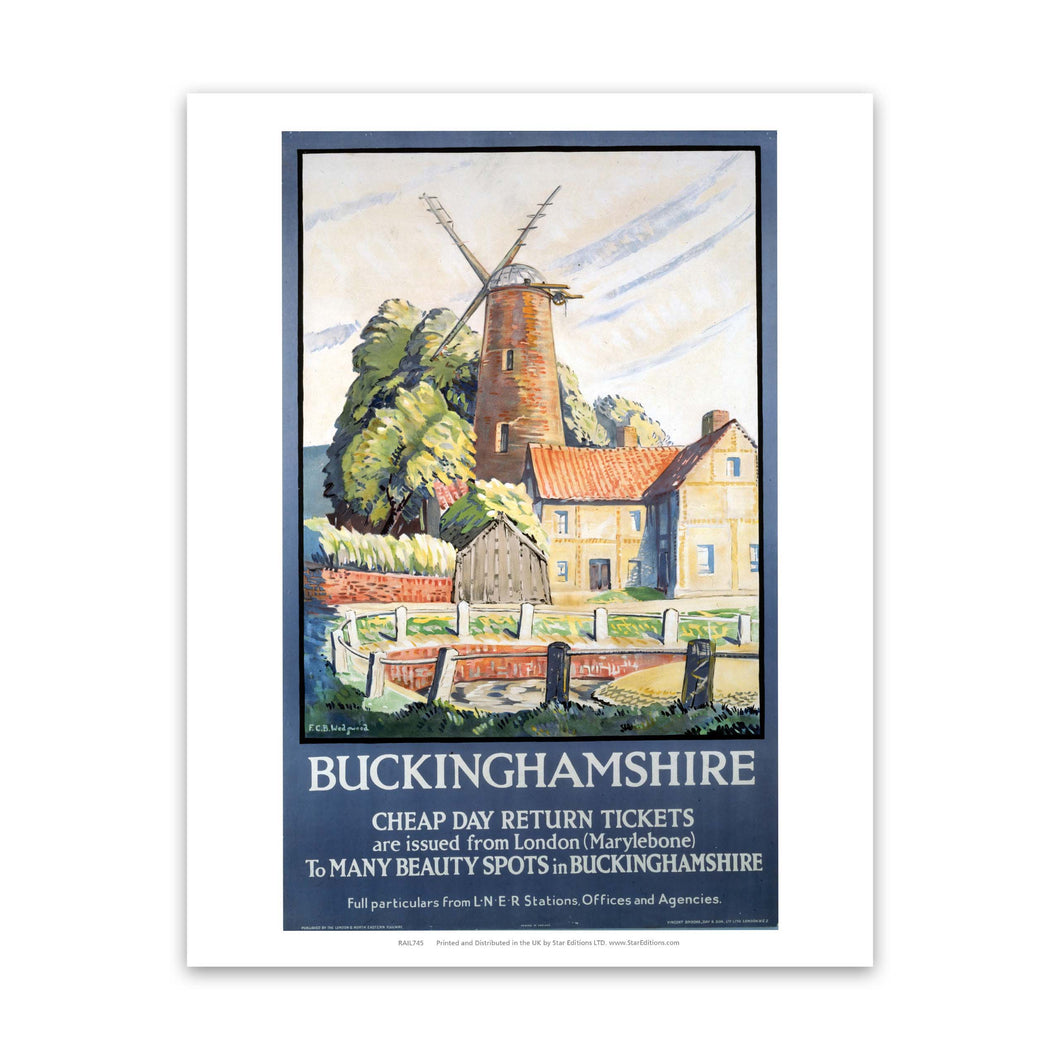 Buckinghamshire - Windmill Art Print