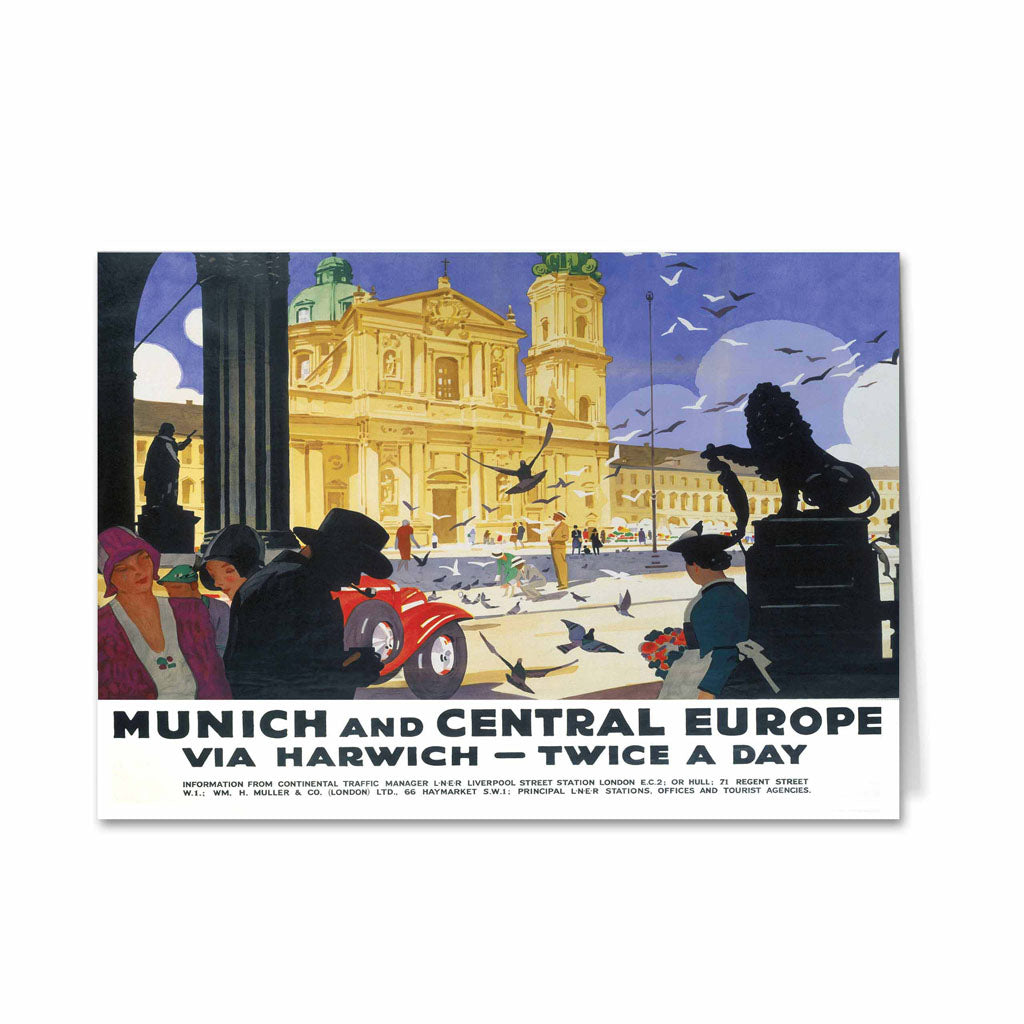 Munich and Central Europe via Harwich Greeting Card