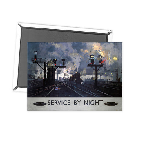 Service by Night - British Railways steam trains at night Fridge Magnet