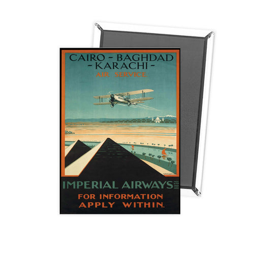 Imperial Airways - Cairo Baghdad Karachi Air service Pyramids Fridge Magnet