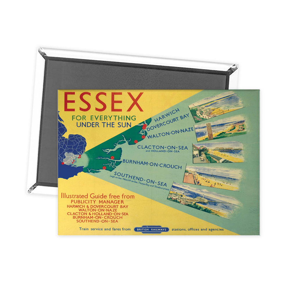 Essex for everything under the sun - Yellow and green British Railways poster Fridge Magnet