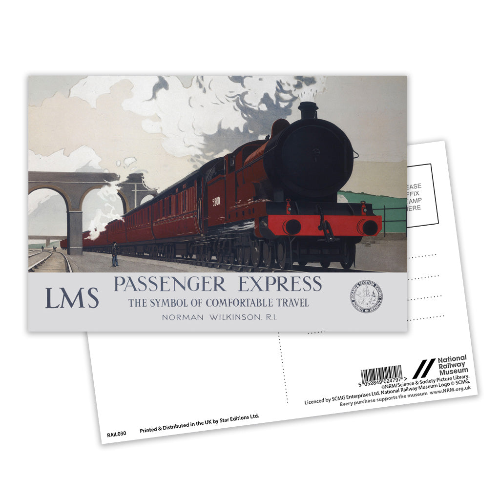 LMS Passenger Express - The Symbol of Comfortable travel Postcard Pack of 8